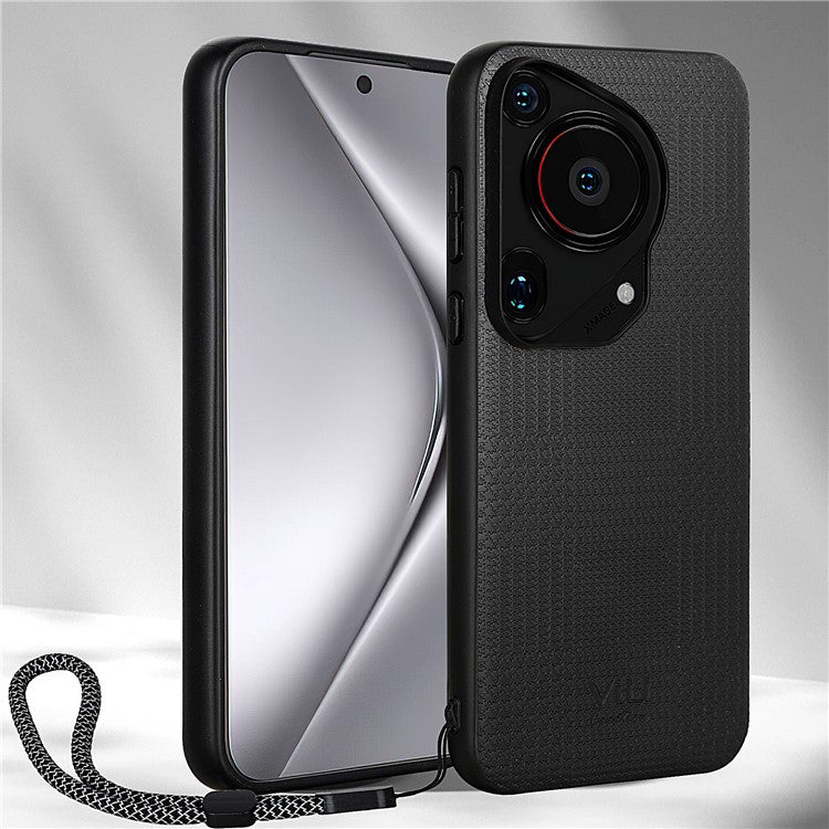 VILI TH Series for Huawei Pura 70 Ultra Case with Hand Strap Leather Coated PC+TPU Cover - Black
