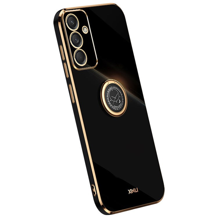 XINLI For Samsung Galaxy M55 5G / C55 5G / F55 5G Case Ring Kickstand TPU Phone Cover - Black
