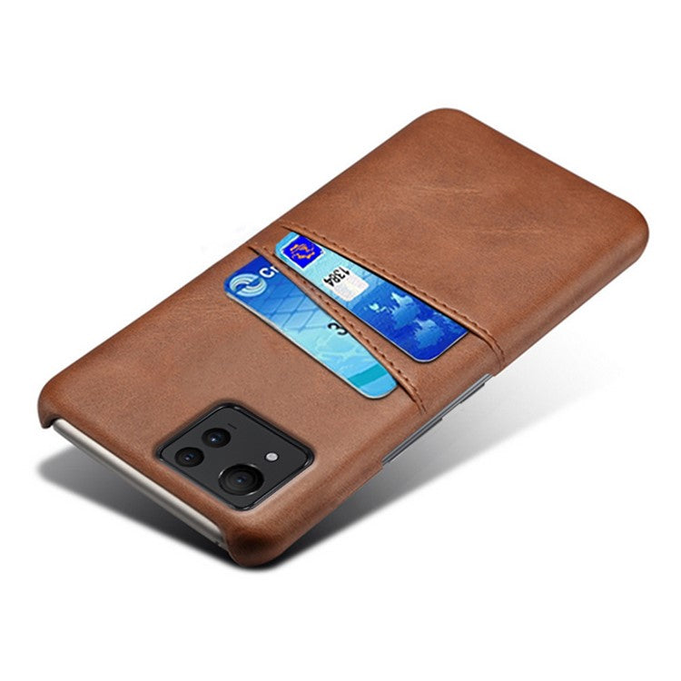For Asus Zenfone 11 Ultra 5G Case Leather Coated PC Phone Cover with 2 Card Slots - Brown