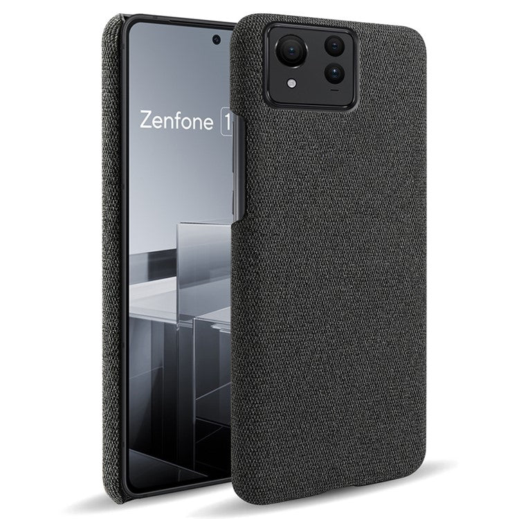 For Asus Zenfone 11 Ultra 5G Case Cloth Texture Hard PC Phone Cover - Black
