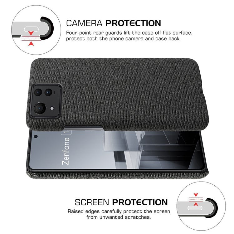 For Asus Zenfone 11 Ultra 5G Case Cloth Texture Hard PC Phone Cover - Black