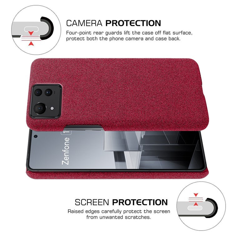 For Asus Zenfone 11 Ultra 5G Case Cloth Texture Hard PC Phone Cover - Red