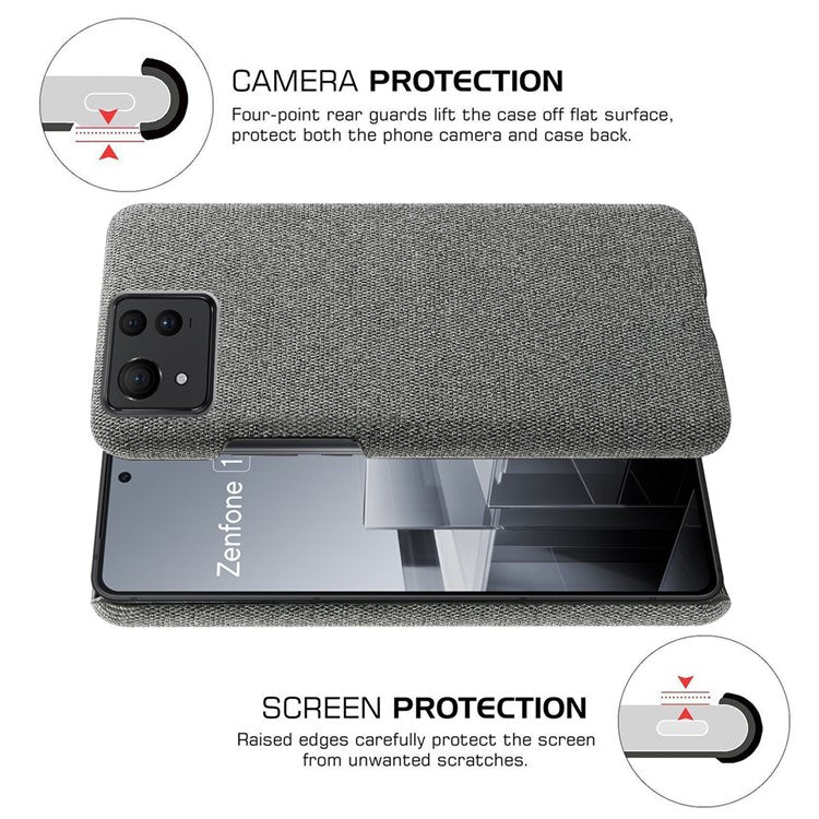 For Asus Zenfone 11 Ultra 5G Case Cloth Texture Hard PC Phone Cover - Grey