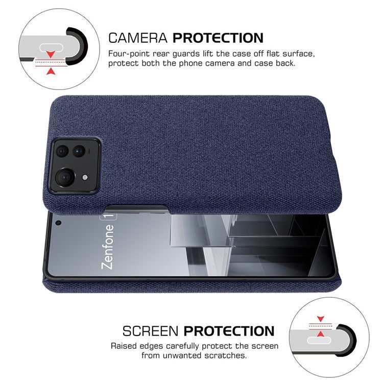 For Asus Zenfone 11 Ultra 5G Case Cloth Texture Hard PC Phone Cover - Blue