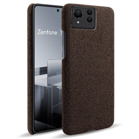 For Asus Zenfone 11 Ultra 5G Case Cloth Texture Hard PC Phone Cover - Brown