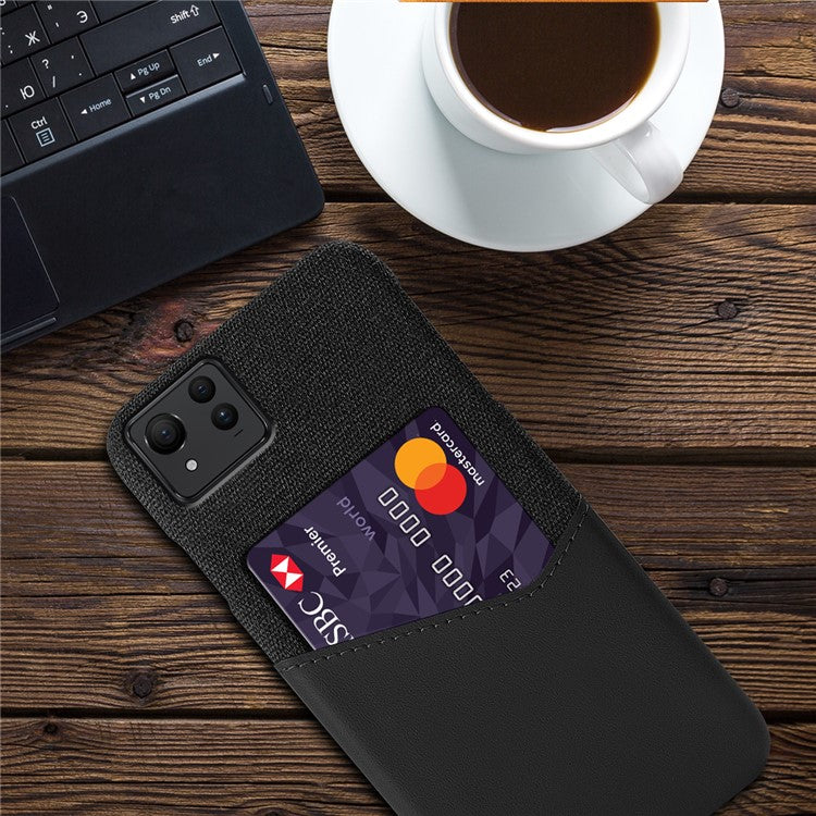 For Asus Zenfone 11 Ultra 5G Case Cloth Texture Leather+PC Card Holder Phone Cover - Black