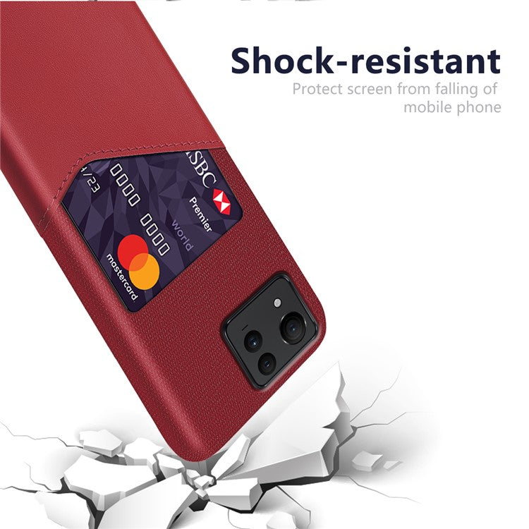 For Asus Zenfone 11 Ultra 5G Case Cloth Texture Leather+PC Card Holder Phone Cover - Red