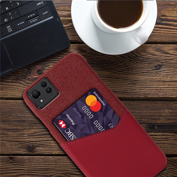 For Asus Zenfone 11 Ultra 5G Case Cloth Texture Leather+PC Card Holder Phone Cover - Red
