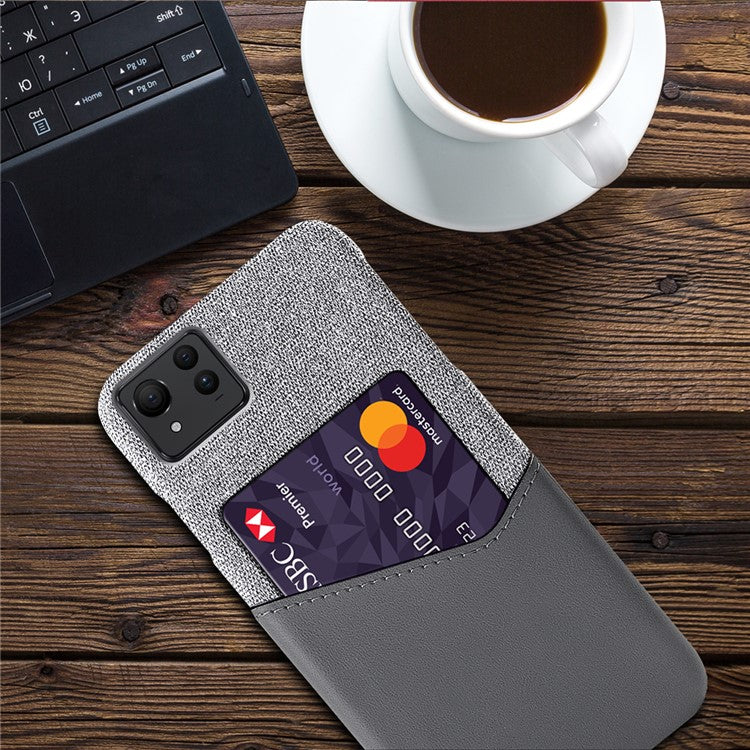 For Asus Zenfone 11 Ultra 5G Case Cloth Texture Leather+PC Card Holder Phone Cover - Grey