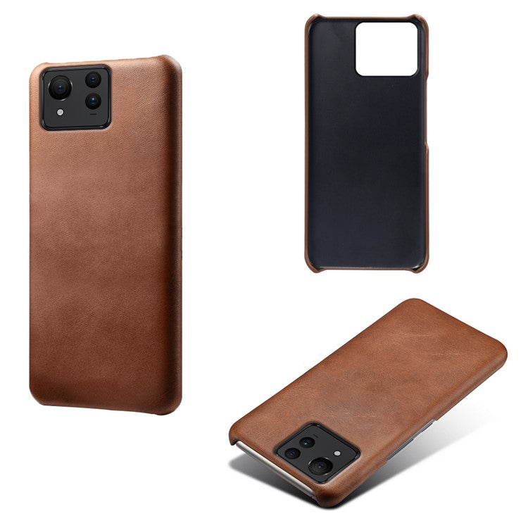 For Asus Zenfone 11 Ultra 5G Cases Calf Texture Leather + PC Back Phone Cover - Brown