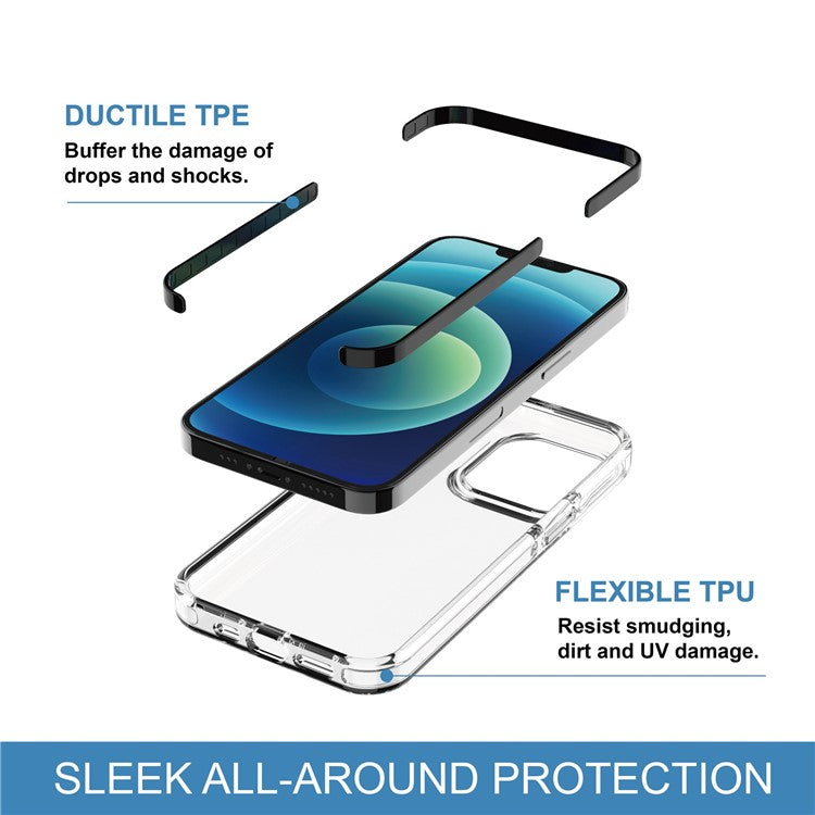 Bi-color Design Phone Case for iPhone 14 Pro 6.1 inch, Clear Soft TPU Mobile Phone Cover Anti-scratch Shell