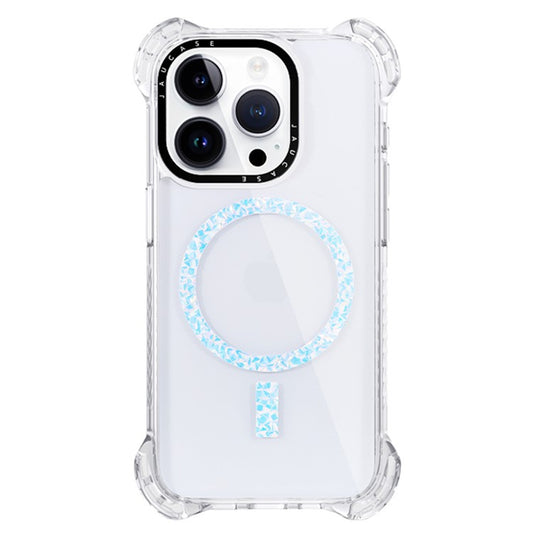 JAUCASE For iPhone 14 Pro Case Clear PC+TPU Anti-fall Phone Cover Compatible with MagSafe - Blue