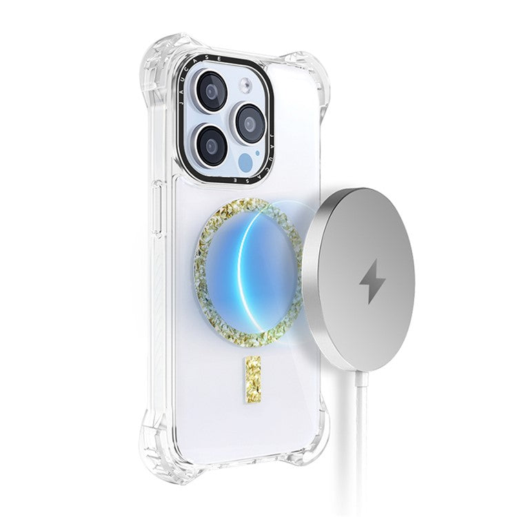 JAUCASE For iPhone 14 Pro Case Clear PC+TPU Anti-fall Phone Cover Compatible with MagSafe - Blue