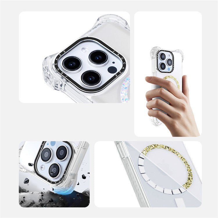 JAUCASE For iPhone 14 Pro Case Clear PC+TPU Anti-fall Phone Cover Compatible with MagSafe - Blue