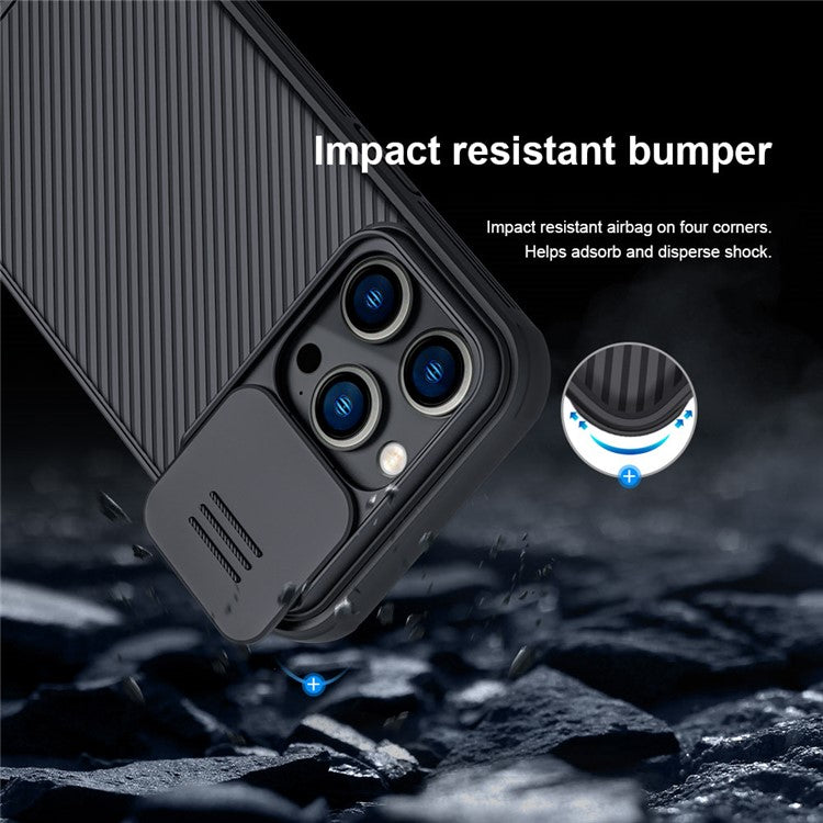 NILLKIN CamShield Pro Series for iPhone 14 Pro 6.1 inch Slide Camera Protection Hard PC Soft TPU Case Shockproof Phone Cover - Green