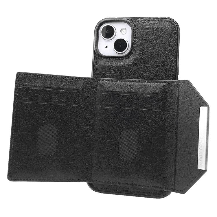 For iPhone 14 Plus Case Leather+TPU Phone Cover Magnetic Detachable Card Slots - Black