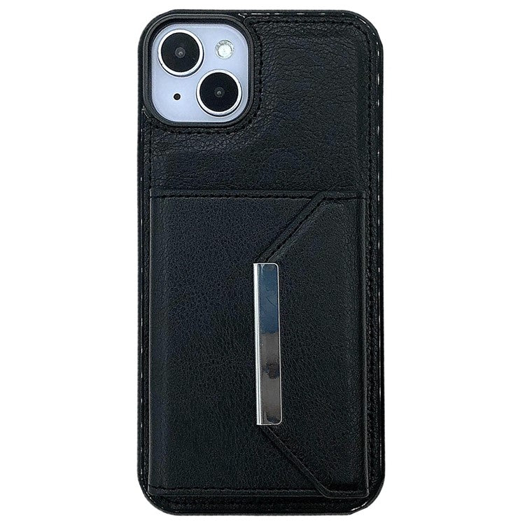 For iPhone 14 Plus Case Leather+TPU Phone Cover Magnetic Detachable Card Slots - Black