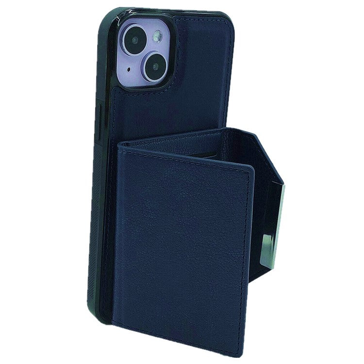 For iPhone 14 Plus Case Leather+TPU Phone Cover Magnetic Detachable Card Slots - Sapphire