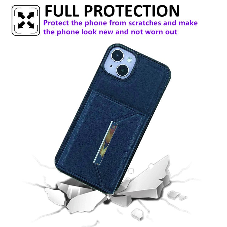 For iPhone 14 Plus Case Leather+TPU Phone Cover Magnetic Detachable Card Slots - Sapphire