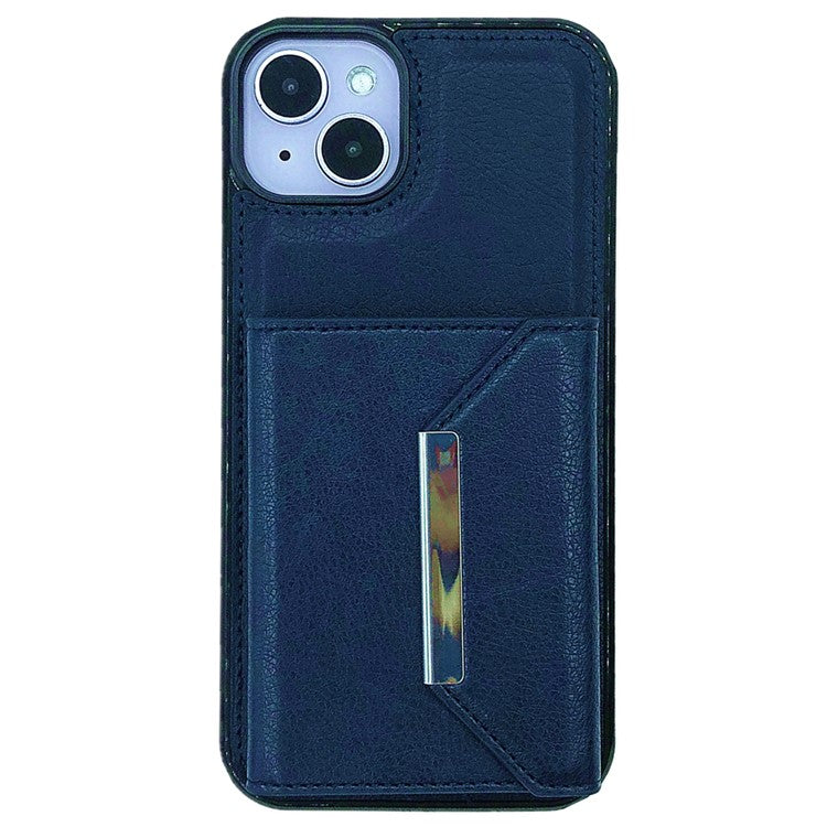 For iPhone 14 Plus Case Leather+TPU Phone Cover Magnetic Detachable Card Slots - Sapphire