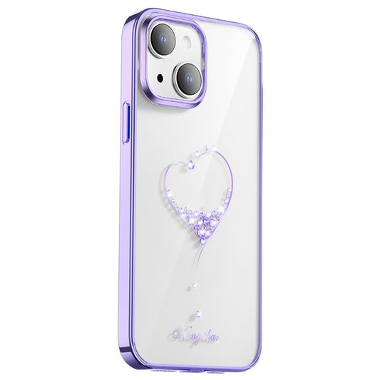 KINGXBAR For iPhone 14 Plus Slim Case Electroplating Phone Cover Anti-drop PC Phone Case with Crystal Decoration - Purple