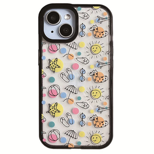 For iPhone 14 Plus Cell Phone Cases Colorful Pattern Shockproof Acrylic Back Cover - Swimming Pool