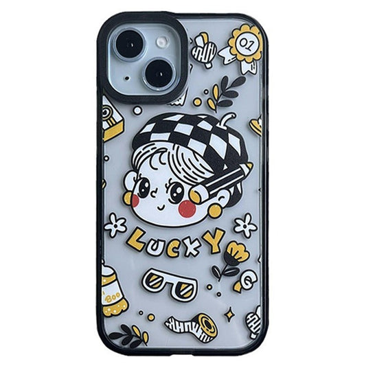 For iPhone 14 Case Shockproof Acrylic Hard Phone Cover Lucky Girl