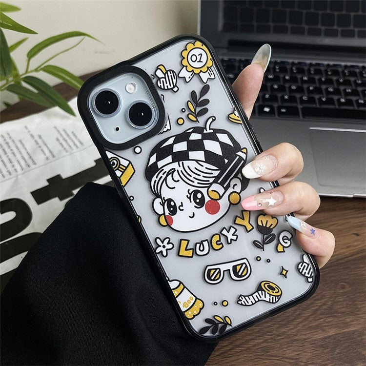 For iPhone 14 Case Shockproof Acrylic Hard Phone Cover Lucky Girl