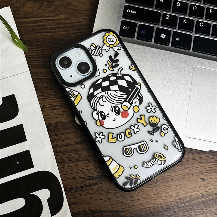 For iPhone 14 Case Shockproof Acrylic Hard Phone Cover Lucky Girl