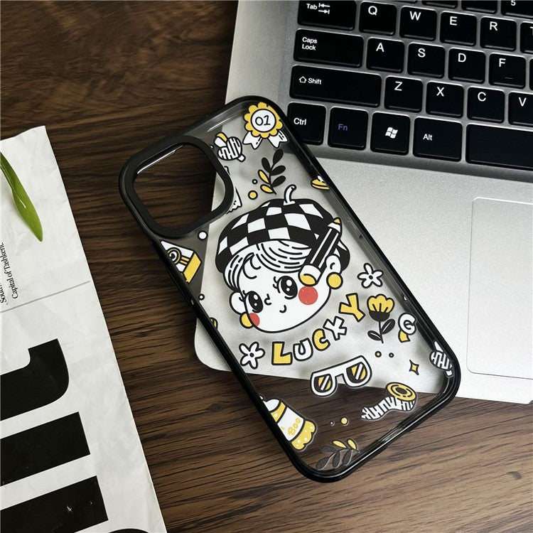 For iPhone 14 Case Shockproof Acrylic Hard Phone Cover Lucky Girl