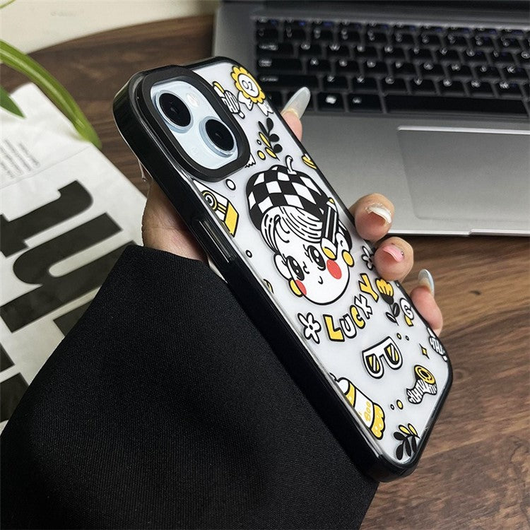 For iPhone 14 Case Shockproof Acrylic Hard Phone Cover Lucky Girl