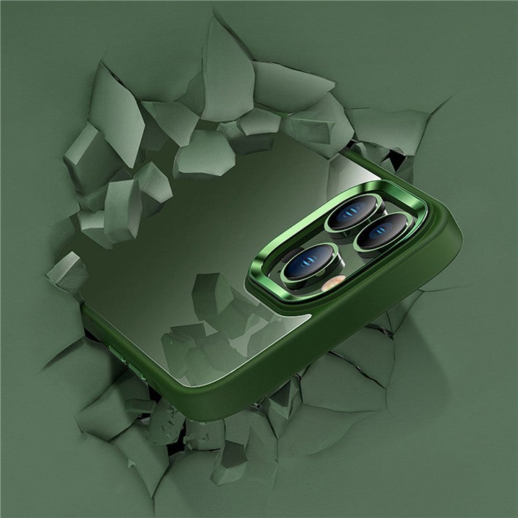Protective Case for iPhone 14 Pro TPU+PC Phone Cover Anti-Drop Slim Case with Metal Button / Lens Frame - Transparent