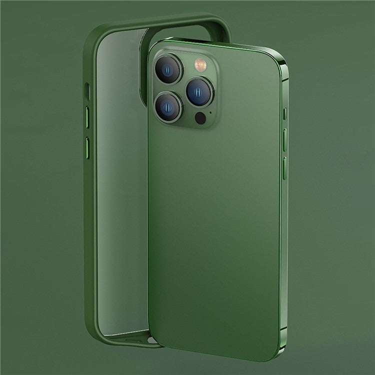 Protective Case for iPhone 14 Pro TPU+PC Phone Cover Anti-Drop Slim Case with Metal Button / Lens Frame - Transparent