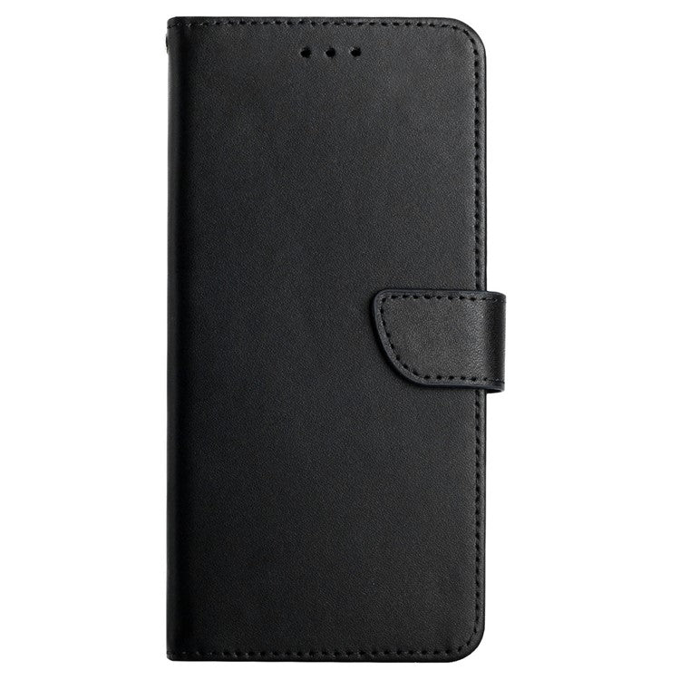 HT02 For Motorola Moto G85 5G / S50 Neo 5G Case Nappa Texture Genuine Cow Leather Phone Cover Card Holder - Black