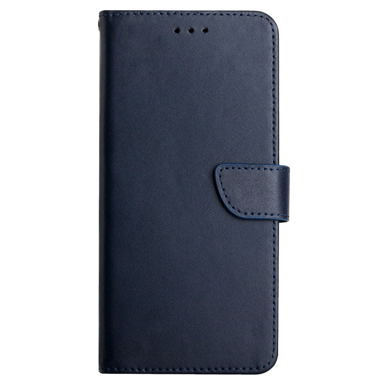 HT02 For Motorola Moto G85 5G / S50 Neo 5G Case Nappa Texture Genuine Cow Leather Phone Cover Card Holder - Blue