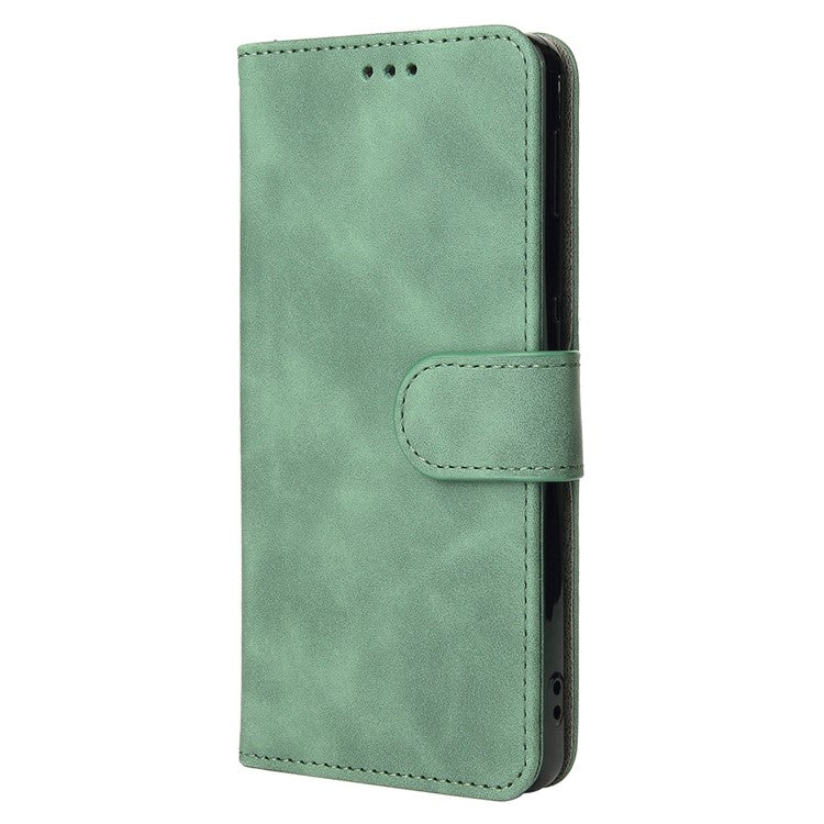 For iPhone 14 Anti-scratch PU Leather Case Skin-touch Feeling Stand Wallet Phone Cover - Green