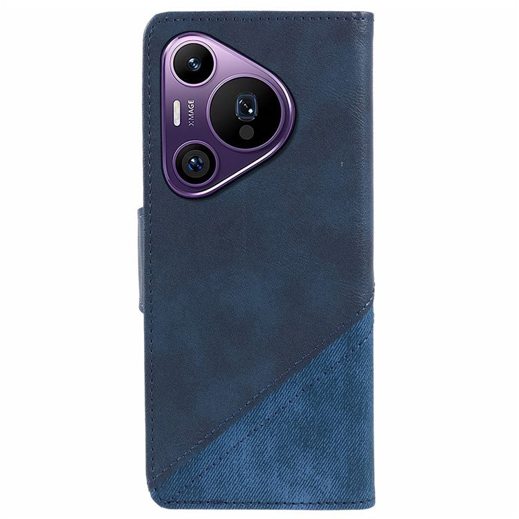 For Huawei Pura 70 Pro / Pura 70 Pro+ Case Flip Shockproof Leather Phone Cover Texture Splicing - Dark Blue