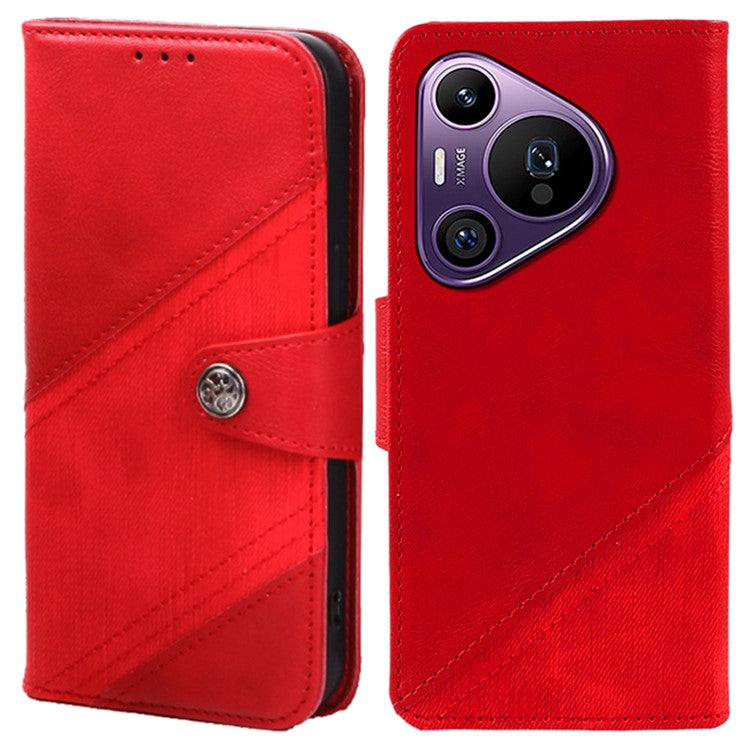 For Huawei Pura 70 Pro / Pura 70 Pro+ Case Flip Shockproof Leather Phone Cover Texture Splicing - Red