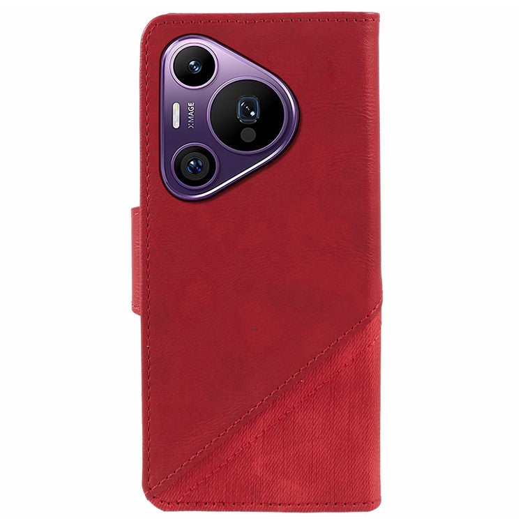 For Huawei Pura 70 Pro / Pura 70 Pro+ Case Flip Shockproof Leather Phone Cover Texture Splicing - Red