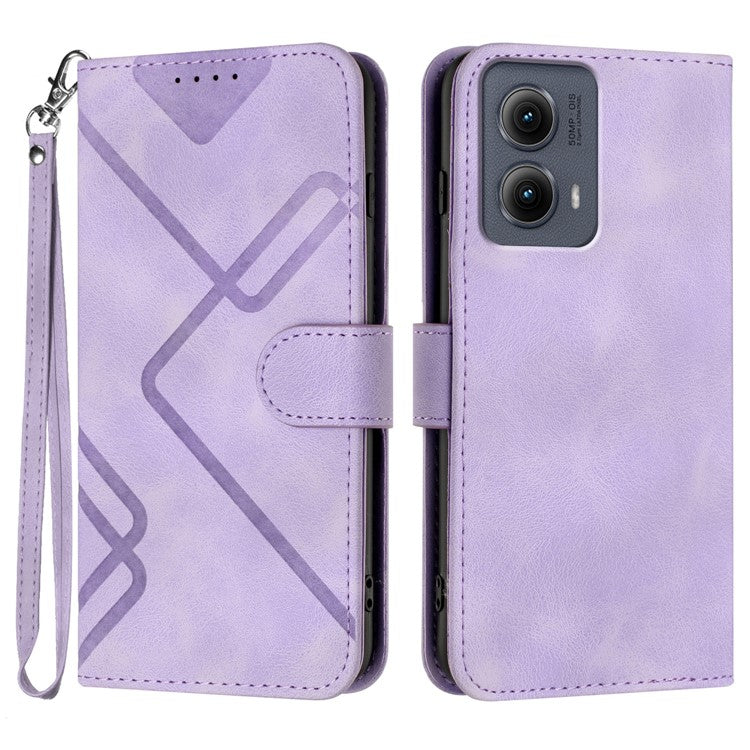 YX0040 For Motorola Edge (2024) 5G Case Geometry Imprinted PU Leather Flip Phone Cover - Light Purple