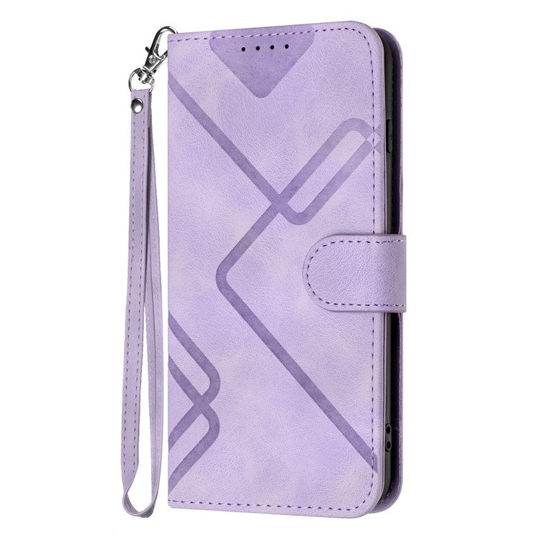 YX0040 For Motorola Edge (2024) 5G Case Geometry Imprinted PU Leather Flip Phone Cover - Light Purple