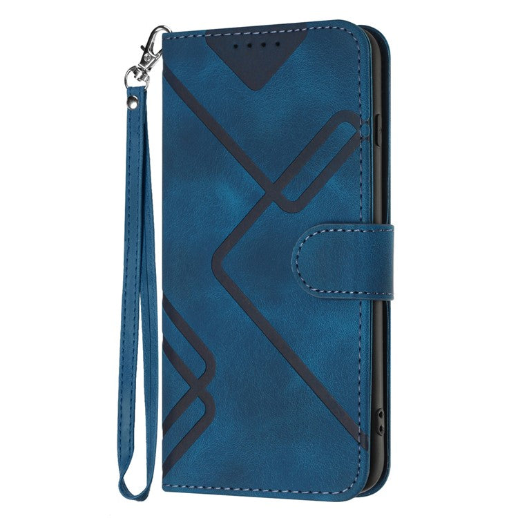 YX0040 For Motorola Edge (2024) 5G Case Geometry Imprinted PU Leather Flip Phone Cover - Sapphire