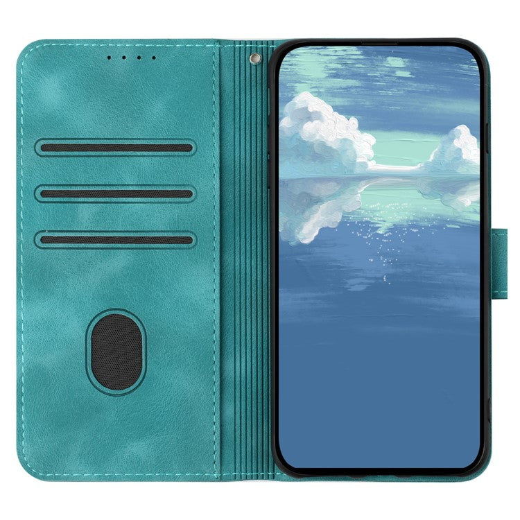 YX0040 For Motorola Edge (2024) 5G Case Geometry Imprinted PU Leather Flip Phone Cover - Baby Blue