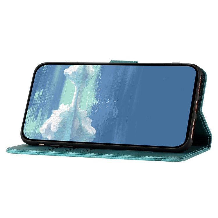 YX0040 For Motorola Edge (2024) 5G Case Geometry Imprinted PU Leather Flip Phone Cover - Baby Blue