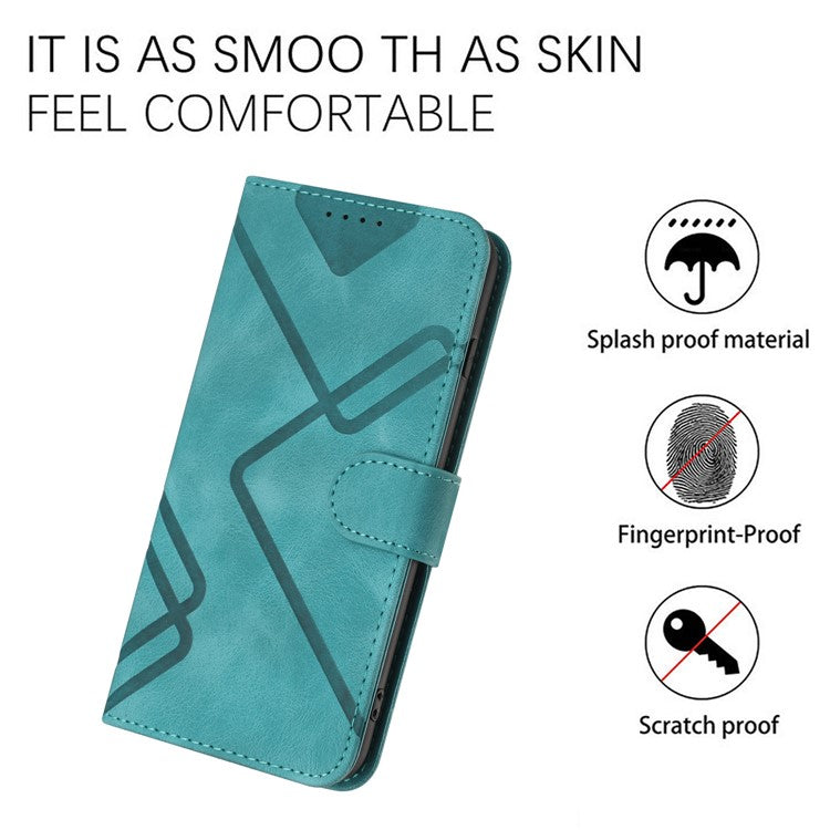 YX0040 For Motorola Edge (2024) 5G Case Geometry Imprinted PU Leather Flip Phone Cover - Baby Blue