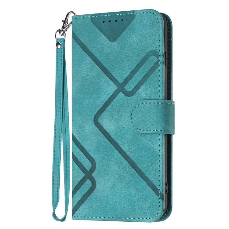 YX0040 For Motorola Edge (2024) 5G Case Geometry Imprinted PU Leather Flip Phone Cover - Baby Blue