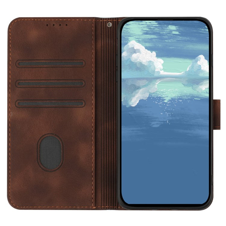 YX0040 For Motorola Edge (2024) 5G Case Geometry Imprinted PU Leather Flip Phone Cover - Coffee