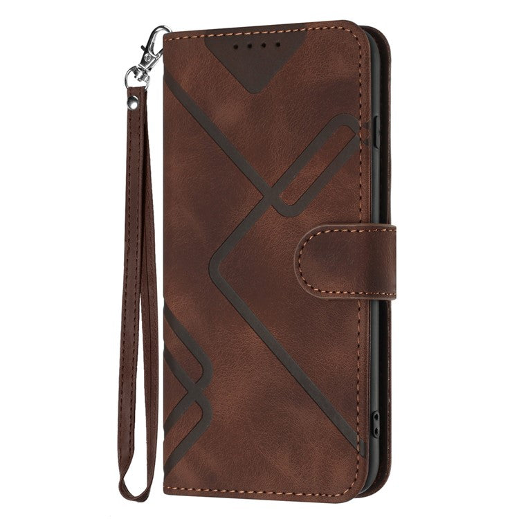 YX0040 For Motorola Edge (2024) 5G Case Geometry Imprinted PU Leather Flip Phone Cover - Coffee