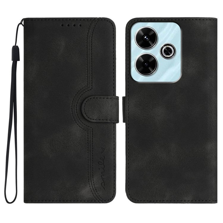 YX0030 For Xiaomi Redmi 13 5G / 13 4G Case Smile Imprinted Wallet PU Leather Flip Cover - Black