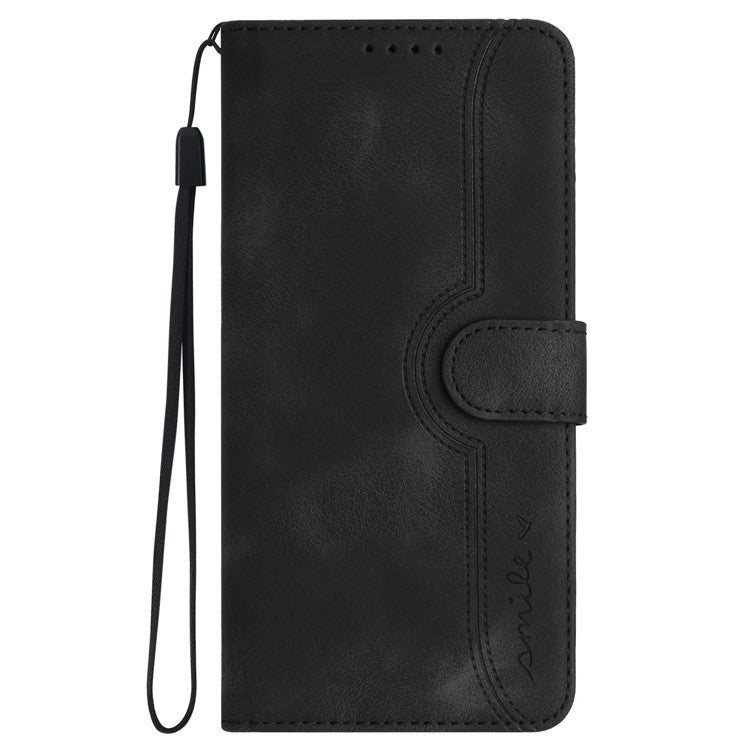 YX0030 For Xiaomi Redmi 13 5G / 13 4G Case Smile Imprinted Wallet PU Leather Flip Cover - Black